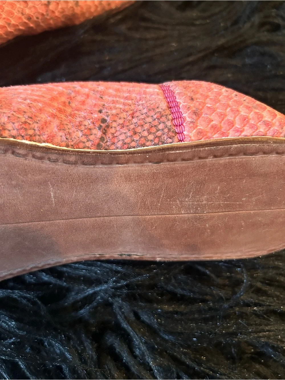 Pink Snake-Skin Pointed Toe Mules - Picture 6 of 6